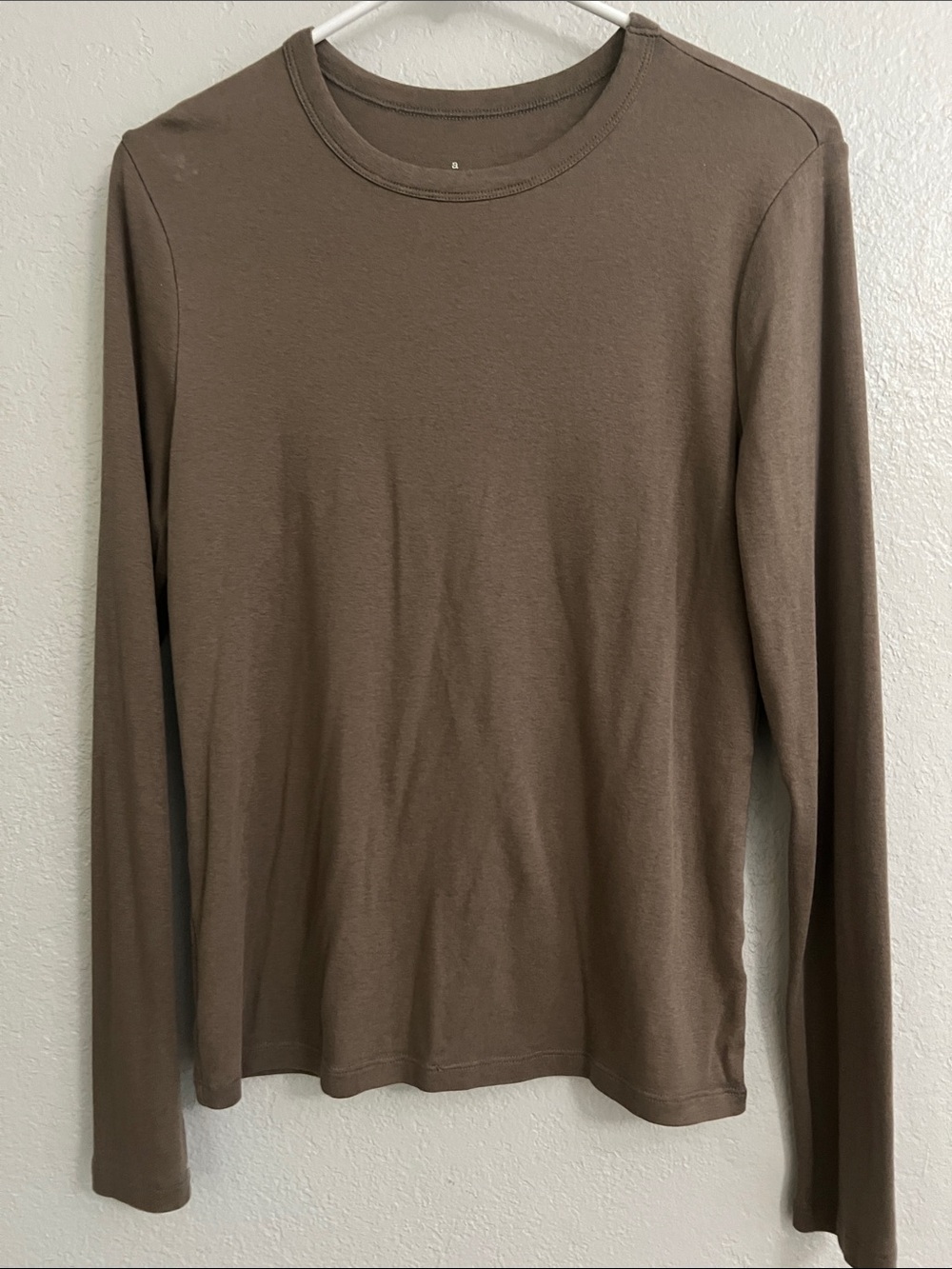 A New Day Women's Long-Sleeve Crewneck semi fitted Top - Brown Medium